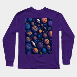 Planets and Stars Pattern Long Sleeve T-Shirt